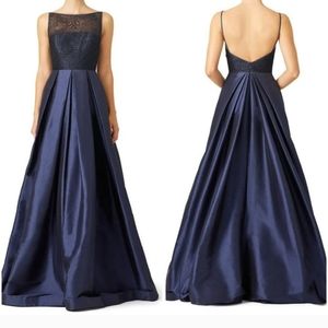 Ml Monique Lhuillier Francesca Gown  Navy Blue Sz 12